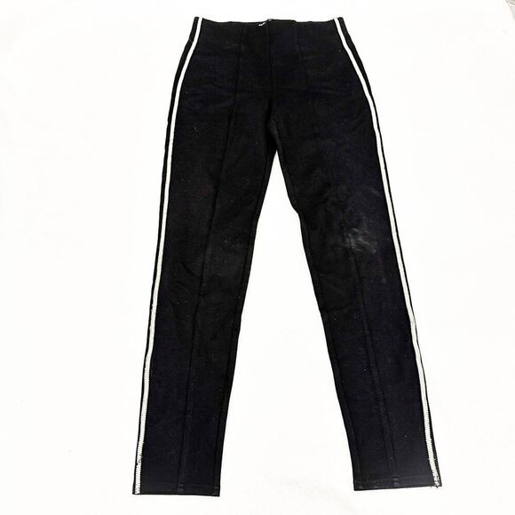 Zara Diamond Adorned Legging Pants Black Tuxedo Stripe Metallic Size M - Picture 3 of 9